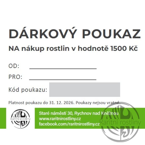 Dárkový poukaz v hodnodě 1500 Kč