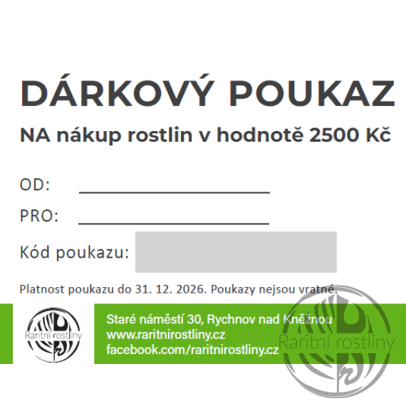 Dárkový poukaz v hodnodě 2500 Kč